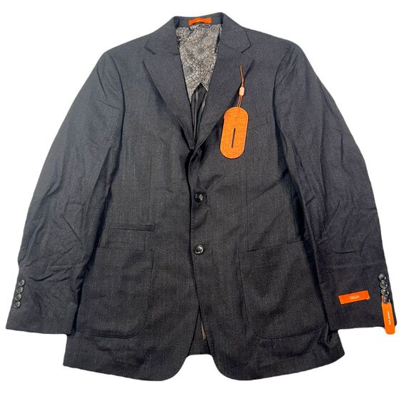 Tallia Slim Fit Wool Suit Jacket Mens 42L 42 Brown‎ Patterned Blazer $425